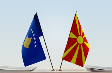  Two flags of Kosovo and Macedonia