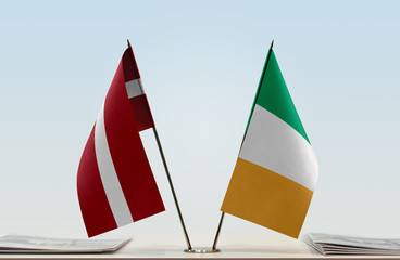  Two flags of Latvia and Ireland