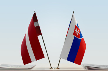  Two flags of Latvia and Slovakia