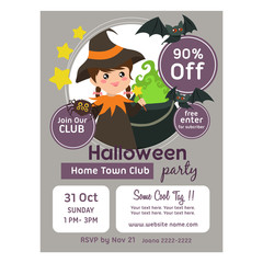 halloween poster template with sorceress