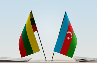 Two flags of Lithuania and Azerbaijan