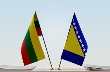 Two flags of Lithuania and Bosnia and Herzegovina
