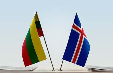 Two flags of Lithuania and Iceland