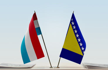 Two flags of Luxembourg and Bosnia and Herzegovina