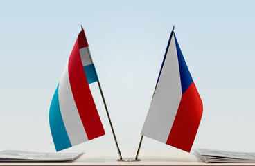 Two flags of Luxembourg and Czech Republic