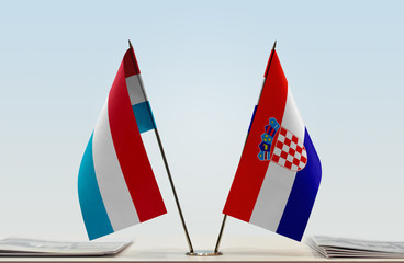 Two flags of Luxembourg and Croatia