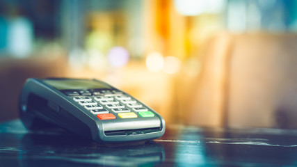 Close up of credit card machine