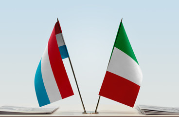 Two flags of Luxembourg and Italy