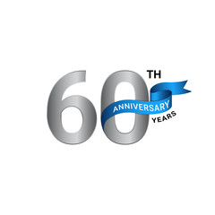 60th anniversary years silver blue color