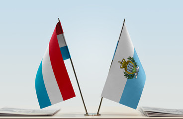 Two flags of Luxembourg and San Marino