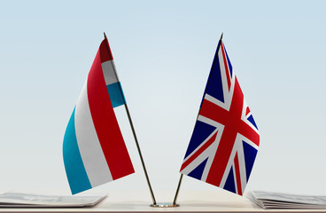 Two flags of Luxembourg and United Kingdom