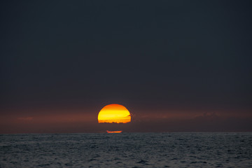 Sunset on the Island of Hawaii and Green Flash