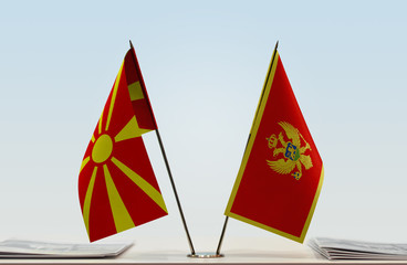 Two flags of Macedonia and Montenegro