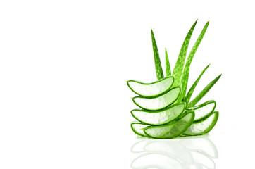 Slice Aloe Vera a very useful herbal medicine for skin care and hair care. - obrazy, fototapety, plakaty