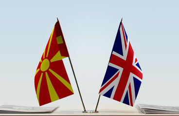 Two flags of Macedonia and United Kingdom