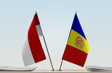 Two flags of Monaco and Andorra