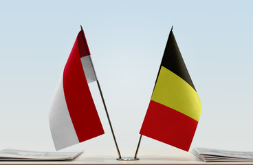 Two flags of Monaco and Belgium