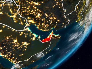 United Arab Emirates on Earth at night