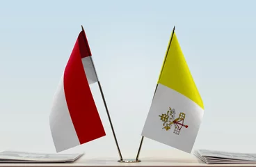 Foto op Canvas Two flags of Monaco and Vatican City © Oleksandr