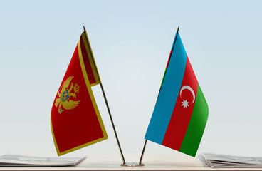 Two flags of Montenegro and Azerbaijan