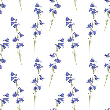 seamless pattern with watercolor drawing plants