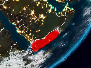 Yemen on Earth at night