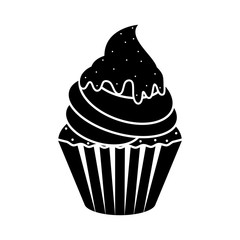Isolated cupcake silhouette icon