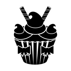 Isolated cupcake silhouette icon