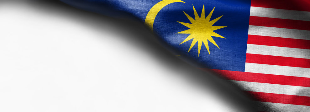 Fabric texture flag of malaysia on white background