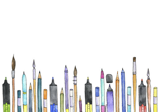 watercolor artistic workspace