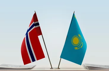 Foto op Canvas Two flags of Norway and Kazakhstan © Oleksandr