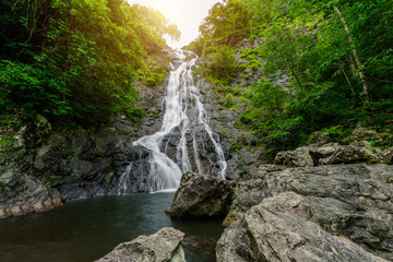 tropical nature in sarika waterfall at nakhon nayok, Thailand