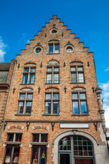 Fototapeta na wymiar Houses representative of the traditional architecture of the historical Bruges town