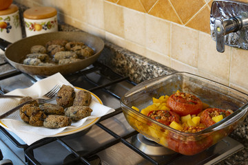preparing a generous lunch at home
