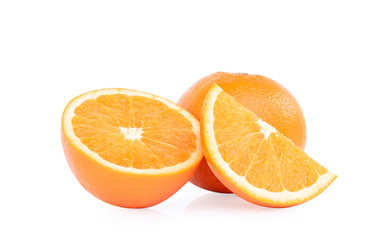 Close up fresh orange fruit slice isolated on white background,fruit healthy concept