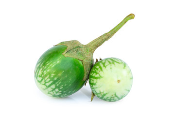 Fesh green eggplant isolated on a white background.