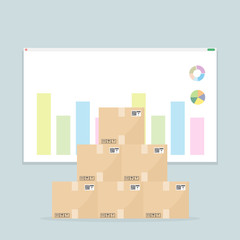 Flat design vector illustration concept for online ordering goods, e-commerce, online shopping