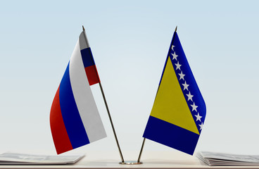 Two flags of Russia and Bosnia and Herzegovina