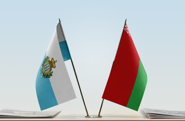 Two flags of San Marino and Belarus