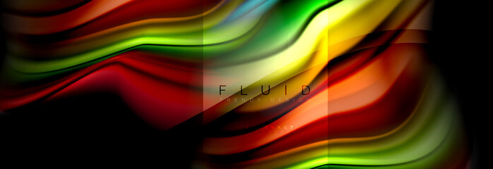 Rainbow fluid abstract shapes, liquid colors design, colorful marble or plastic wavy texture background, multicolored template for business or technology presentation or web brochure cover design