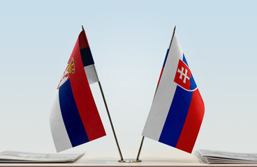 Two flags of Serbia and Slovakia