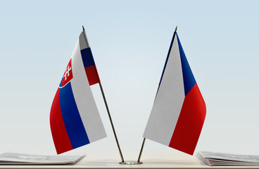Two flags of Slovakia and Czech Republic