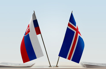 Two flags of Slovakia and Iceland