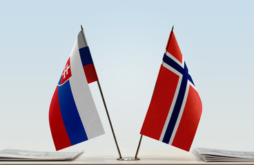 Two flags of Slovakia and Norway
