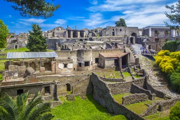 Printed kitchen splashbacks Naples Panoramic view of the ancient city of Pompeii with houses and streets. Pompeii is an ancient Roman city died from the eruption of Mount Vesuvius in the 1st century. Naples, Italy.