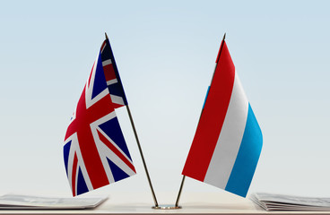 Naklejka premium Two flags of United Kingdom and Luxembourg