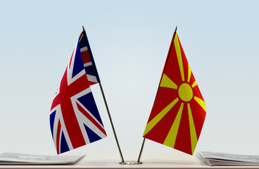 Two flags of United Kingdom and Macedonia