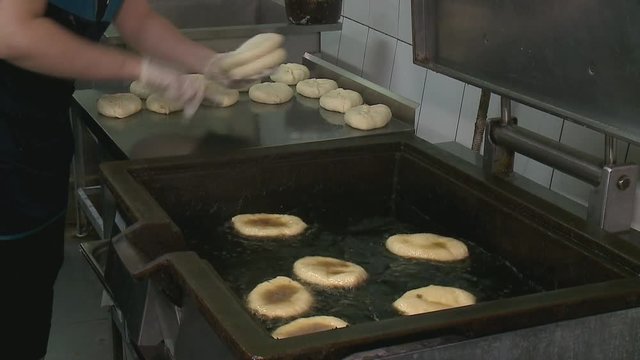pies are fried in boiling oil