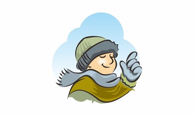 child in winter in JPG and EPS