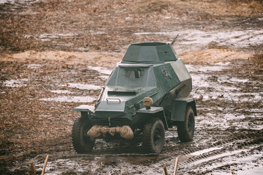 Russian Soviet Red Army Armored Soviet Scout Car In Autumn Count